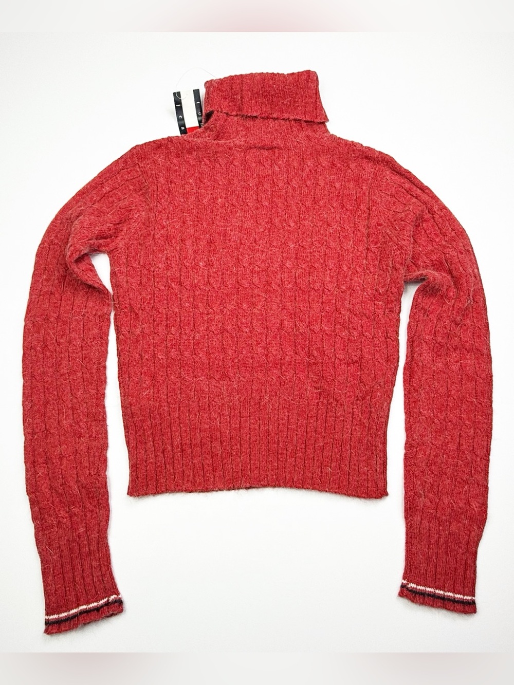 Vintage Y2K NWT Tommy Hilfiger Turtleneck Sweater Small Red Wool Long Sleeve - Picture 2 of 10